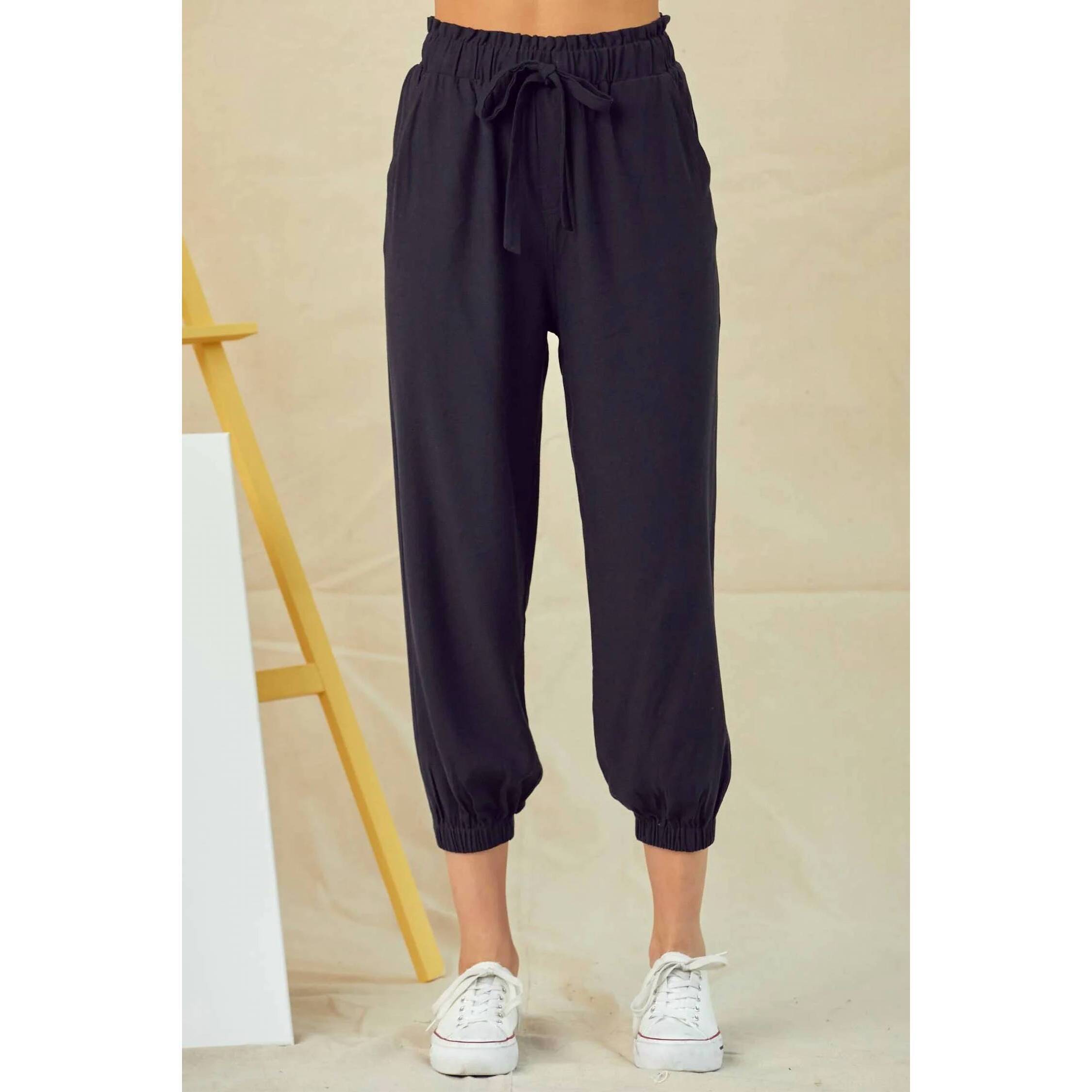 New Doe And Rae Drawstring Jogger In Black